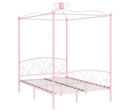 Estructura de cama con dosel metal rosa 120x200 cm