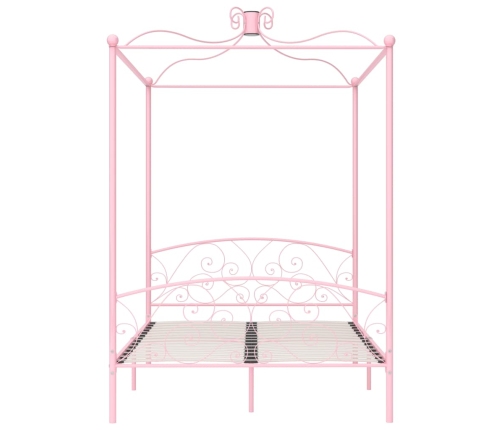 Estructura de cama con dosel metal rosa 120x200 cm