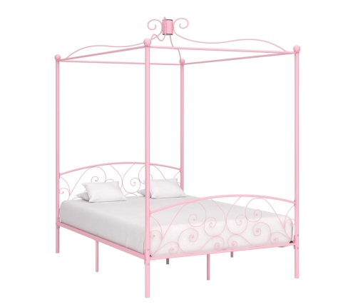 Estructura cama con dosel sin colchón metal rosa 140x200 cm