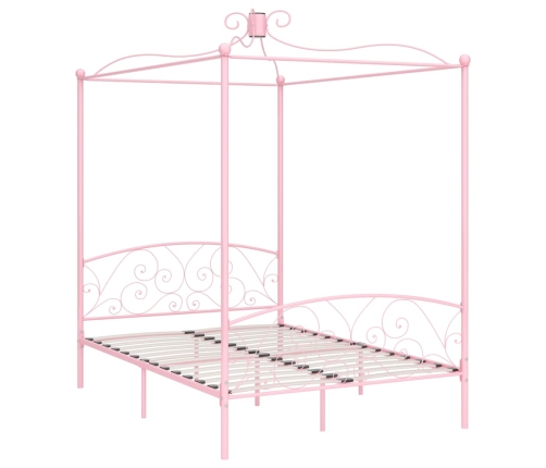 Estructura de cama con dosel metal rosa 140x200 cm