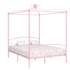 Estructura de cama con dosel metal rosa 160x200 cm