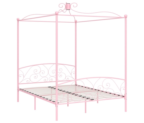 Estructura de cama con dosel metal rosa 160x200 cm