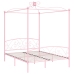 vidaXL Estructura de cama con dosel metal rosa 160x200 cm