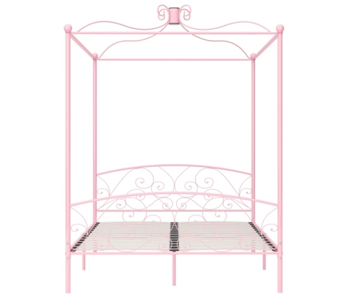 Estructura de cama con dosel metal rosa 160x200 cm