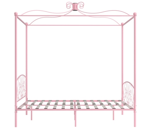 Estructura de cama con dosel metal rosa 160x200 cm