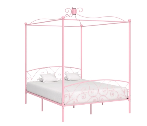 vidaXL Estructura de cama con dosel metal rosa 180x200 cm