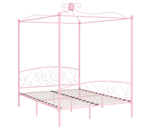 vidaXL Estructura de cama con dosel metal rosa 180x200 cm