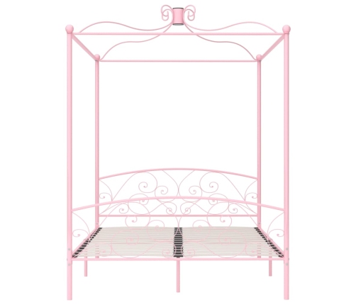 vidaXL Estructura de cama con dosel metal rosa 180x200 cm