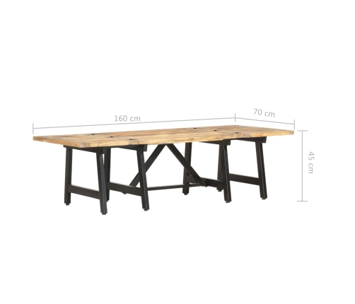 Mesa de centro extensible madera maciza de mango 160x70x45 cm