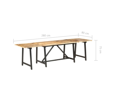 vidaXL Mesa de comedor extensible 280x80x75 cm madera maciza de mango