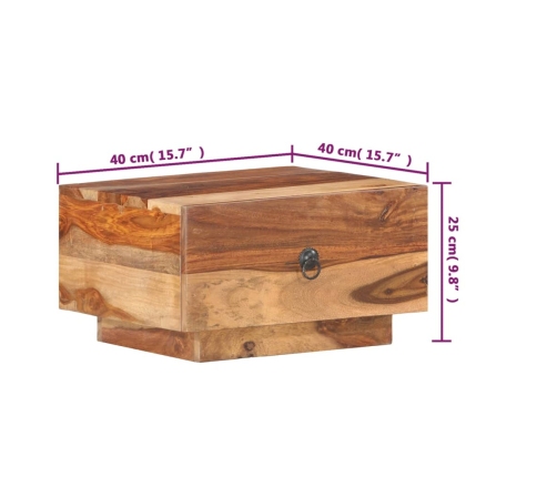 Mesita de noche de madera maciza de sheesham 40x40x25 cm