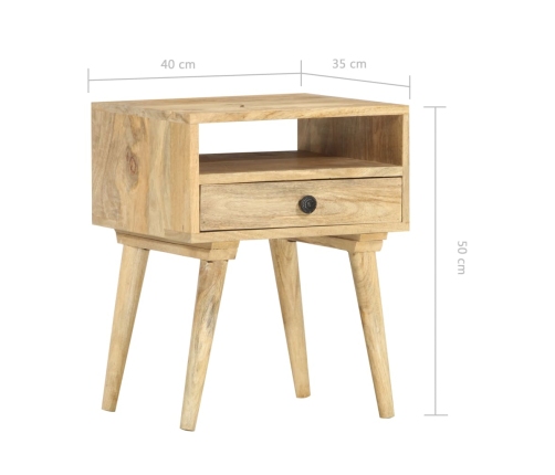 vidaXL Mesita de noche de madera maciza de mango 40x35x50 cm