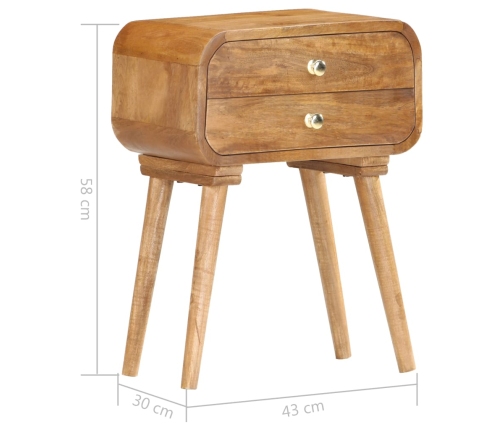 Mesita de noche de madera maciza de mango 43x30x58 cm