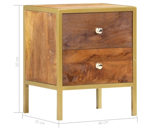 Mesita de noche de madera maciza de mango 40x35x50 cm