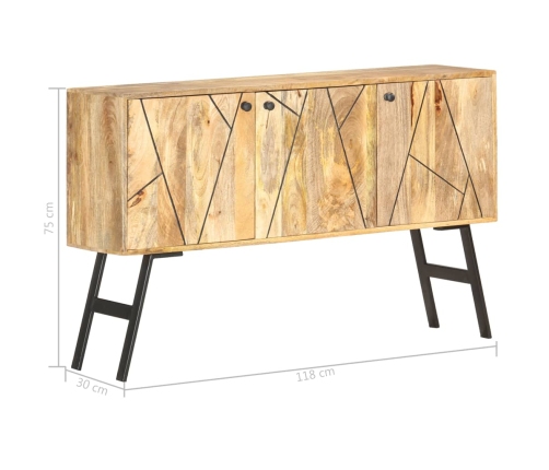 Aparador de madera maciza de mango 118x30x75 cm