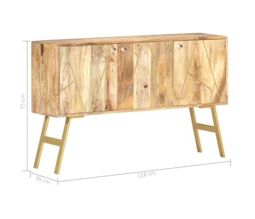 Aparador de madera maciza de mango 118x30x75 cm