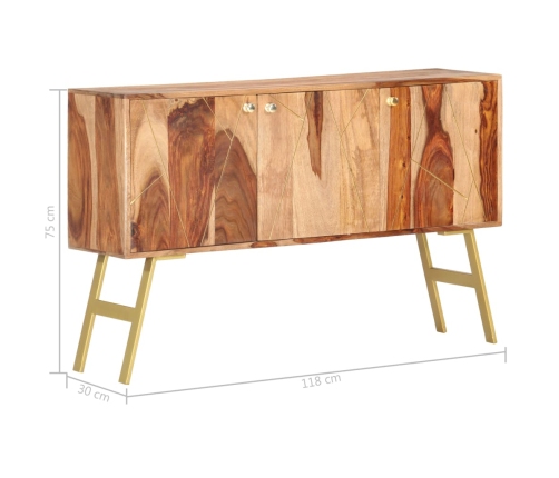 Aparador de madera maciza de sheesham 118x30x75 cm