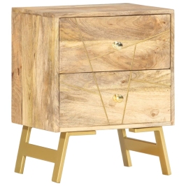 Mesita de noche de madera maciza de mango 40x30x50 cm