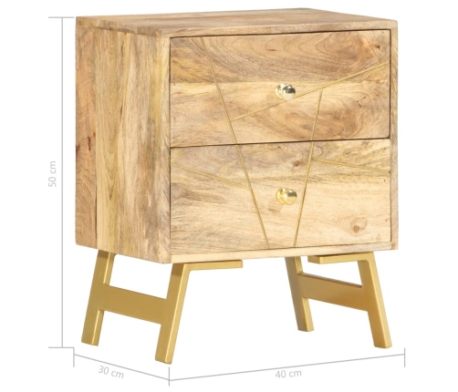 Mesita de noche de madera maciza de mango 40x30x50 cm