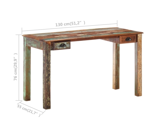 Escritorio de madera maciza reciclada 130x55x76 cm