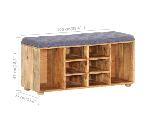 Banco de recibidor madera maciza de mango 100x35x47 cm