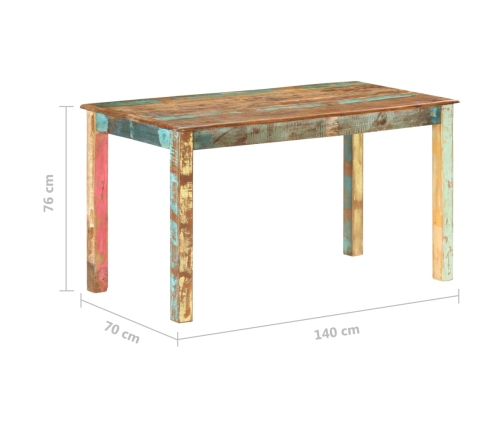 vidaXL Mesa de comedor de madera maciza reciclada 140x70x76 cm