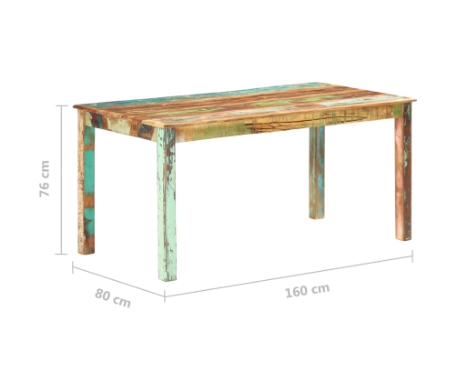 Mesa de comedor de madera maciza reciclada 160x80x76 cm