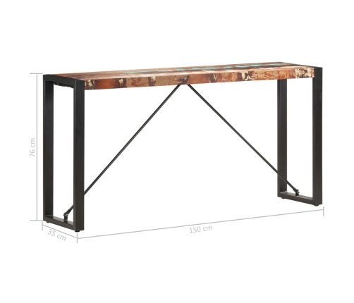 Mesa consola de madera maciza reciclada 150x35x76 cm