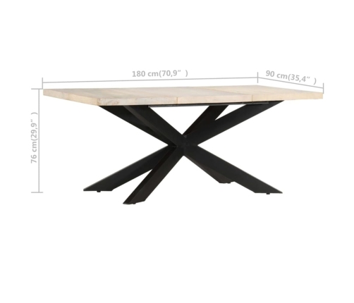 Mesa de comedor madera maciza de mango blanqueada 180x90x76 cm