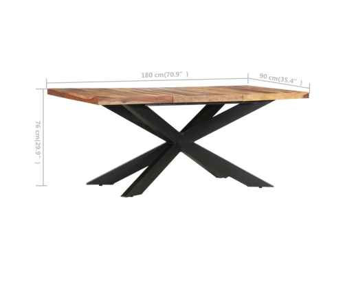 Mesa de comedor de madera maciza de sheesham 180x90x76 cm