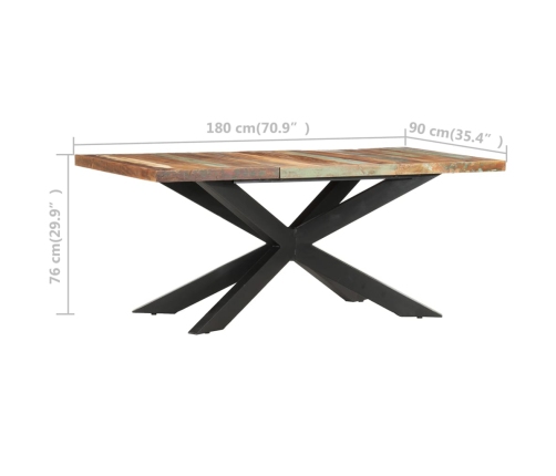 Mesa de comedor de madera maciza reciclada 180x90x76 cm