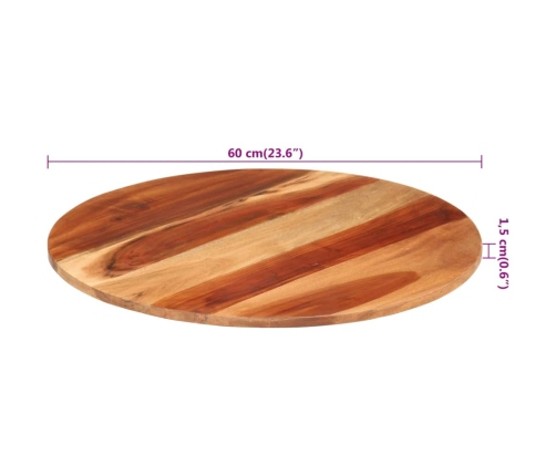 Tablero de mesa redonda madera maciza de acacia 15-16 mm 60 cm