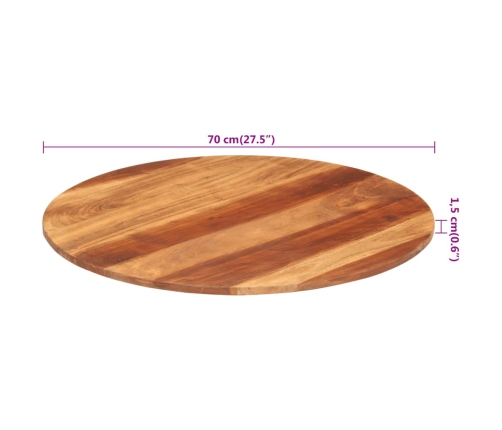 Tablero de mesa redonda madera maciza de acacia 15-16 mm 70 cm