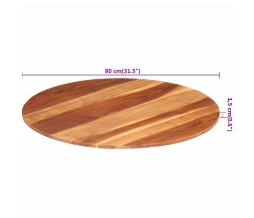 Tablero de mesa redonda madera maciza de acacia 15-16 mm 80 cm