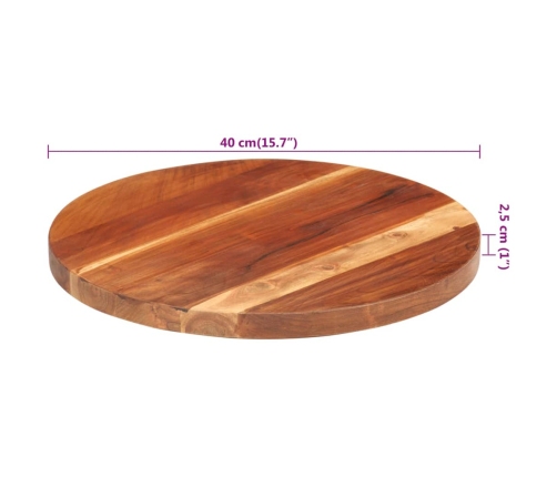 Tablero de mesa redonda madera maciza de acacia 25-27 mm 40 cm