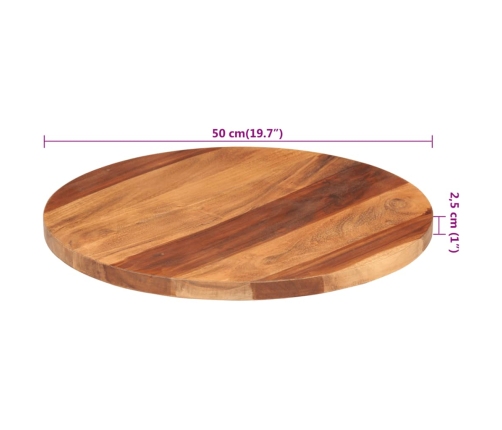 Tablero de mesa redonda madera maciza de acacia 25-27 mm 50 cm