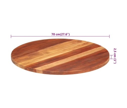 Tablero de mesa redonda madera maciza de acacia 25-27 mm 70 cm