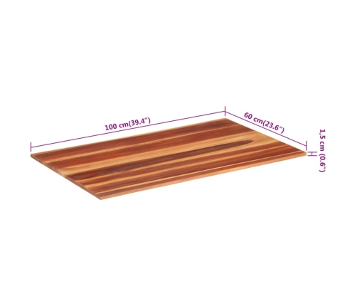 Tablero de mesa madera maciza de acacia 15-16 mm 60x100 cm