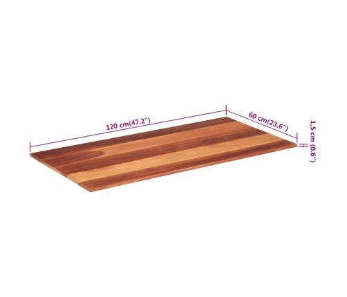 Tablero de mesa madera maciza de acacia 15-16 mm 60x120 cm