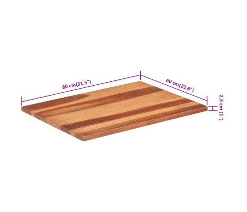 Tablero de mesa madera maciza de acacia 25-27 mm 60x80 cm