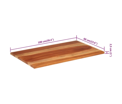 Tablero de mesa madera maciza de acacia 25-27 mm 60x100 cm