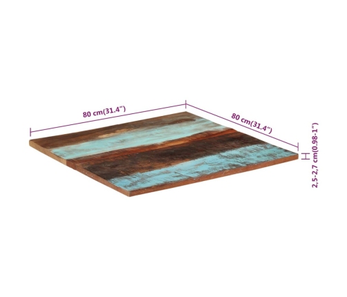 Tablero mesa cuadrada madera reciclada maciza 80x80 cm 25-27 mm