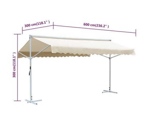 Toldo de pie independiente color crema 600x300 cm