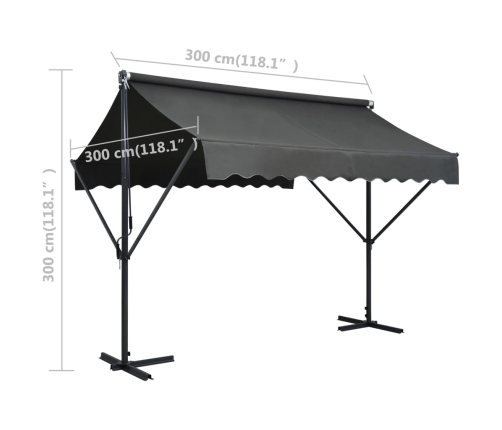 Toldo de pie independiente gris antracita 300x300 cm