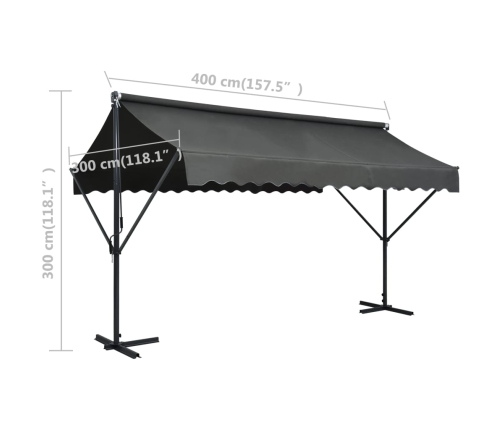 Toldo de pie independiente gris antracita 400x300 cm