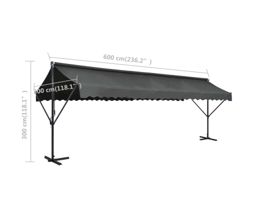 Toldo de pie independiente gris antracita 600x300 cm