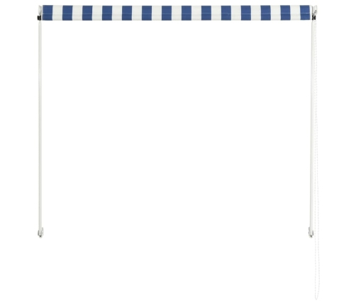 Toldo retráctil azul y blanco 100x150 cm