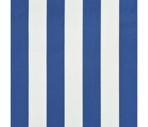 Toldo retráctil azul y blanco 100x150 cm