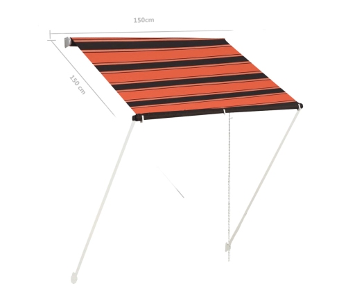 Toldo retráctil naranja y marrón 150x150 cm