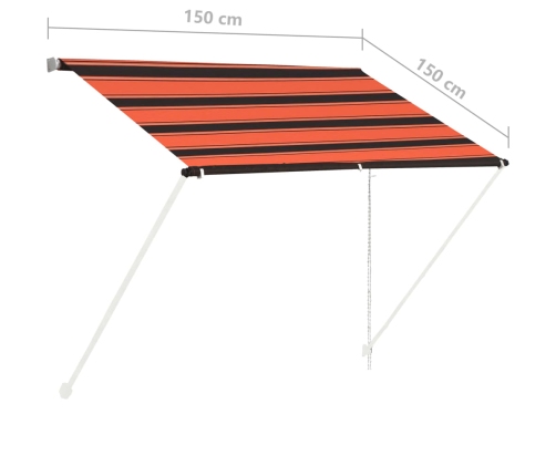 Toldo retráctil naranja y marrón 150x150 cm